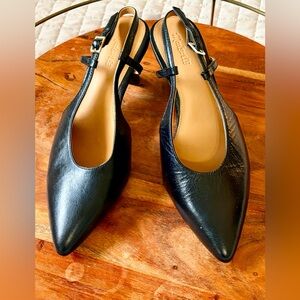 Madewell black leather slingback kitten heels 7.5 (Fits like an 8)